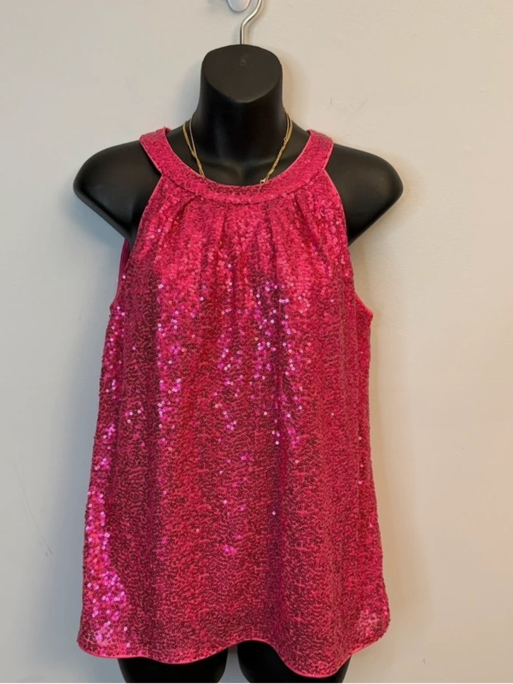 Grace Karin Hot Pink Sequin Halter Top